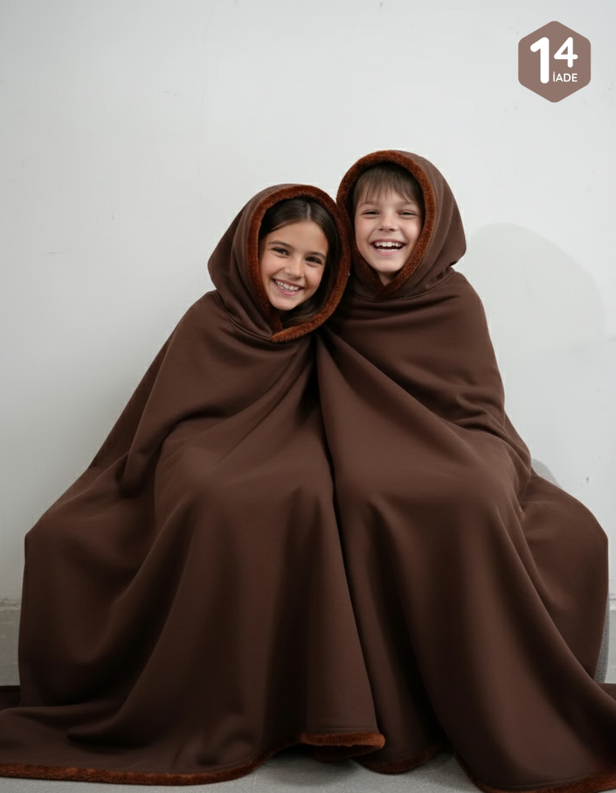 Çocuk Kapüşonlu Battaniye Hoodie (Unisex,Ultra Yumuşak) (5-13 Yaş)