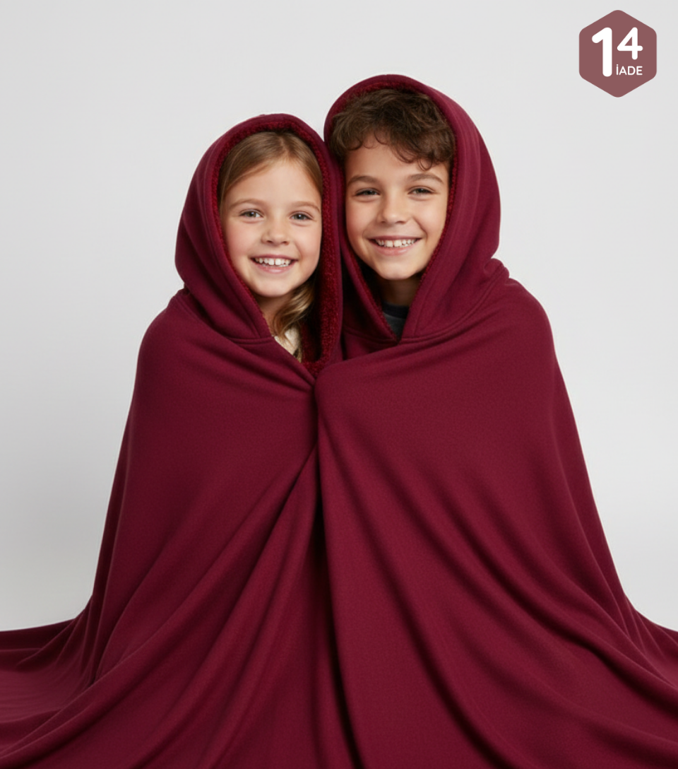 Çocuk Kapüşonlu Battaniye Hoodie (Unisex,Ultra Yumuşak) (5-13 Yaş)