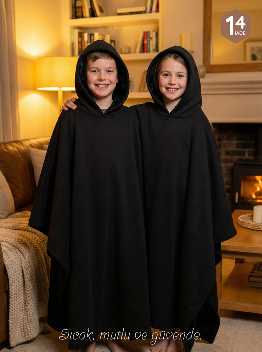 Çocuk Kapüşonlu Battaniye Hoodie (Unisex,Ultra Yumuşak) (5-13 Yaş)